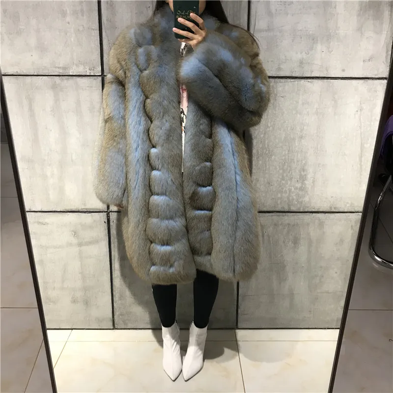 Лисий мех пальто женское натуральное меховое пальто