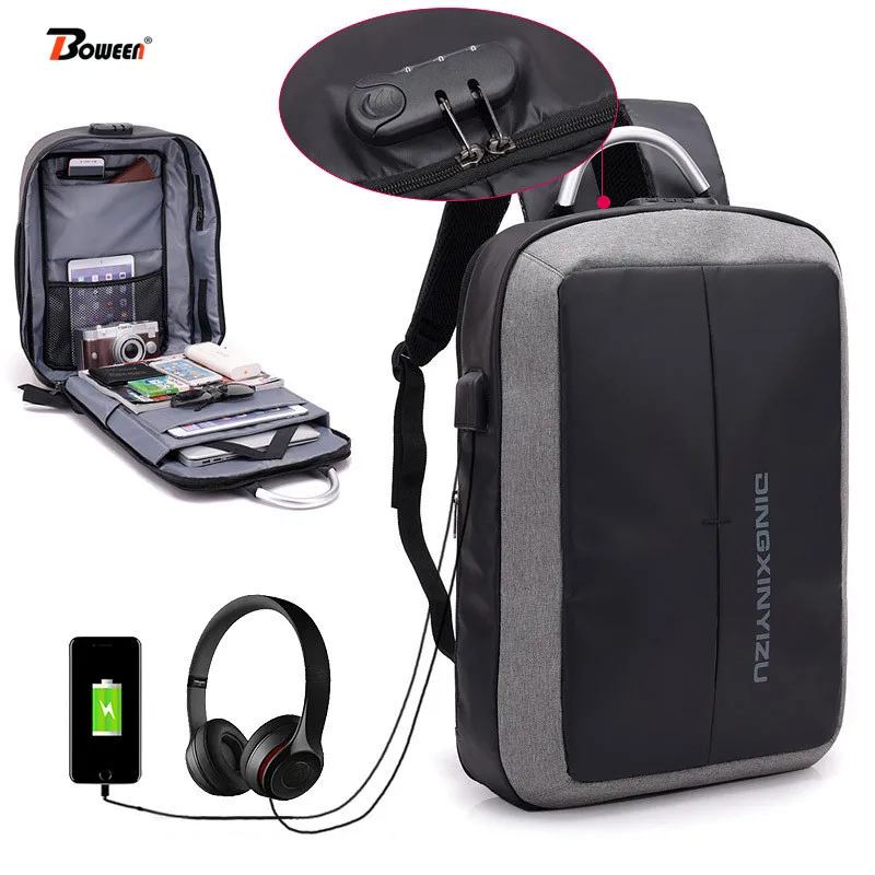 

anti theft backpack male laptop backbag waterproof Oxford USB charging Large computer men back pack bagpack Mochila 2019