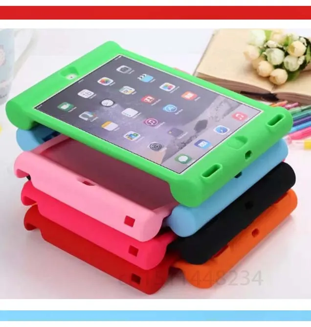 

For iPad Air 2 tablet Kids Stand Cover Safe Shockproof Rubber Silicone Case for Apple ipad 6 air2 With capa fundas + Stylus Pen