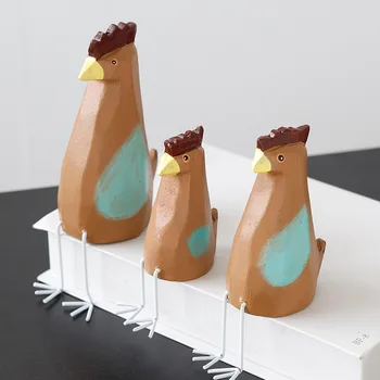 

Hand Painted Wood Three Chickens Figurines Ornaments Wooden Animal Cute Chicken Fashion Wedding Gifts Desktop Crafts Home Decor