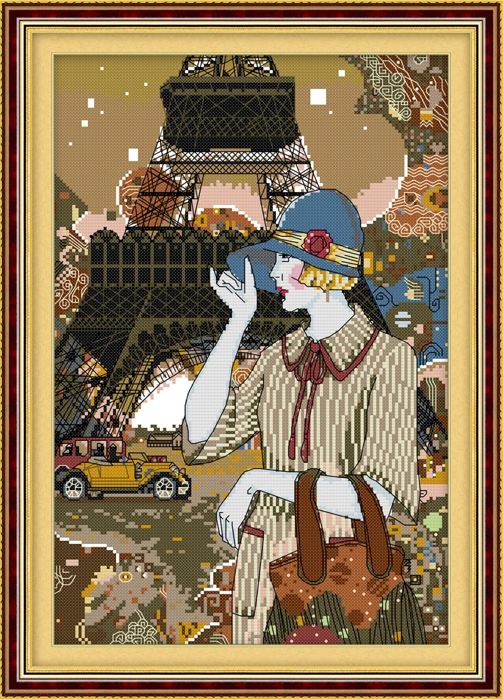 

Набор для вышивки крестиком Pretty Woman of Paris, Набор для вышивки крестиком 14 карат, 11 карат