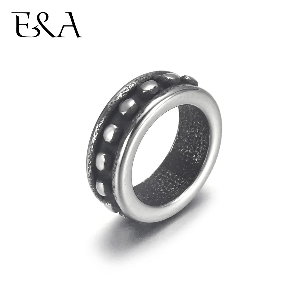 

4pcs Stainless Steel Dot Ring Bead 6mm Large Hole Spacer for Jewelry Bracelet Making Metal Beads DIY Supplies Parts