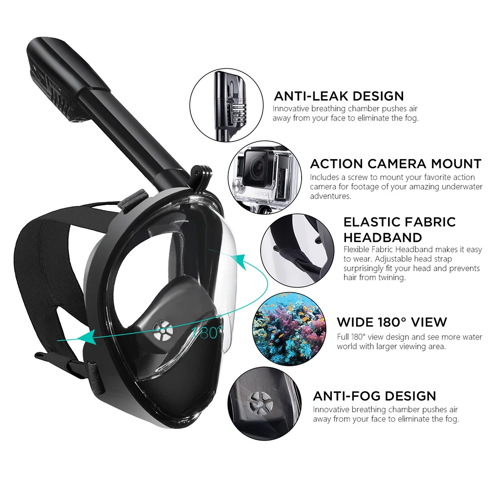 DMAR Full Face Snorkel Folding Diving Mask Anti-Fog Scuba Diving Mask with Snorkeling Gear Ideal for Men Women Youth Swimming DMAR Full Face Snorkel Folding Diving Mask Anti-Fog Scuba Diving Mask with Snorkeling Gear Ideal for Men Women Youth Swimming