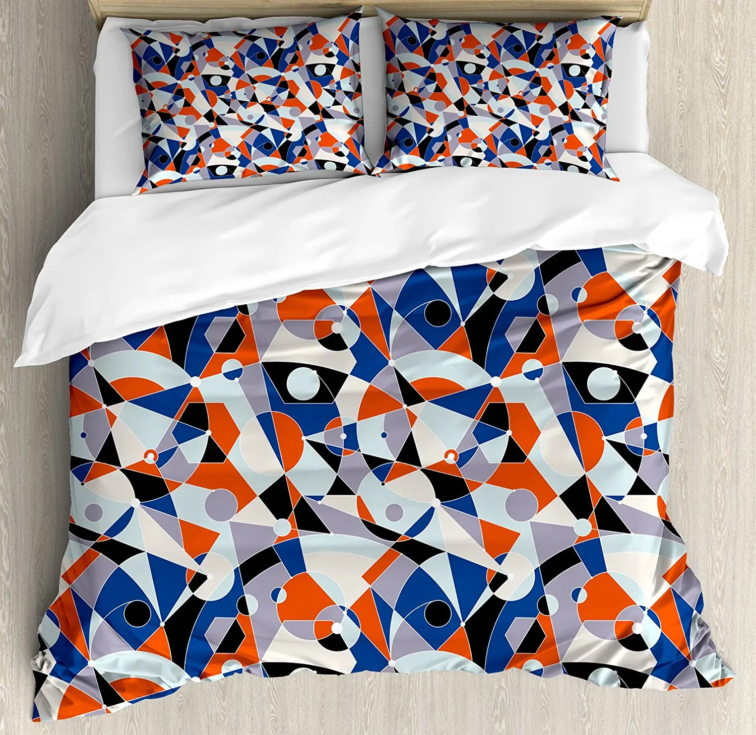 Mid Century Duvet Cover Set Mosaic Of Various Shapes Colors Modern
