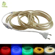 Tanbaby led strip 3014 SMD 120 LED/M AC 220V with EU Power Plug Red Green Blue White Warm white Waterproof string rope outdoor