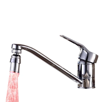 

24mm Male thread Single Red color lighted kitchen faucet with adaptors