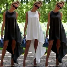 Summer Women Boho Long Evening Party Ladies Casual Sleeveless O-Neck Beach Black and White Dress Sundress