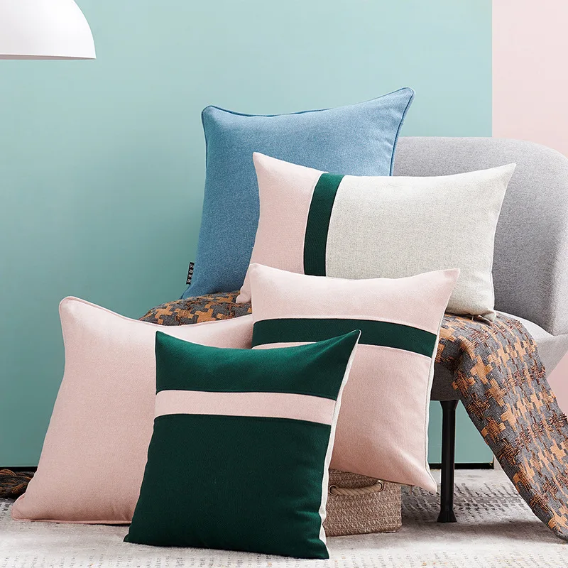 

New Modern Striped Cushion Cover Simple Pink Polyester Throw Pillow Cover For Living Room Nordic Pillow Case Sofa Bed Decorative