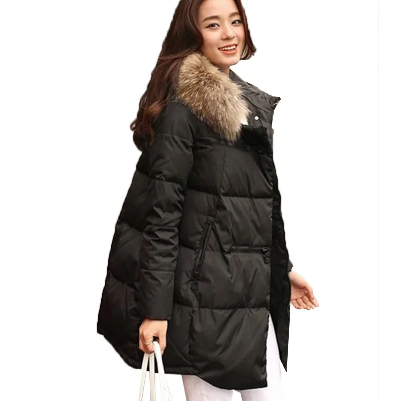 Новая зимняя теплая Женская куртка с большим воротником, парка с капюшоном, пальто, толстый длинный пуховик, хлопковая куртка, плащ размера плюс 4XL, верхняя одежда RH050 - Цвет: Черный