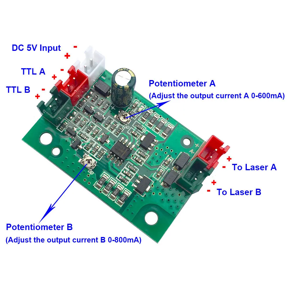 Tgleiser лазерная гравировка машины доска драйвер 0-600mA 3 V-5 V 0-800mA красный зеленый лазерный диод ttl 48*32*16 мм DIY красный лазерный модуль аксессуар