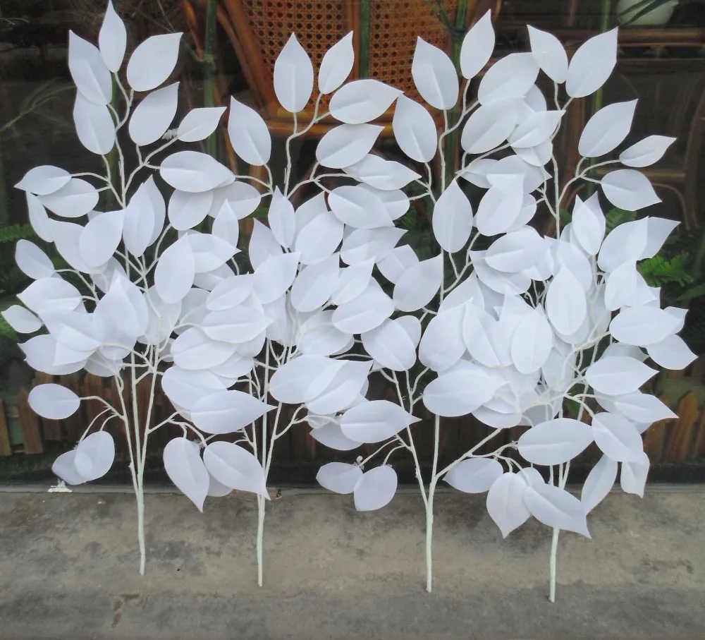 Один дюжин Искусственные белые листья баньяна свадебный фестиваль праздник фон Дорога светодиодный дом DIY декоративный искусственный цветок
