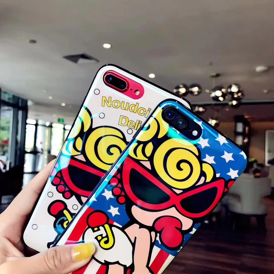 Японский милый мультяшный чехол для iPhone Xs Max Xr X 8 7 6 6S Plus Blue ray IMD модный брендовый