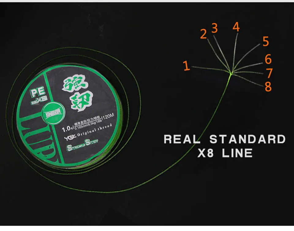 Kingdom fishing line Super Strong 120m 8 Strands Weaves PE Braided 14LB 18LB 26LB 33LB 40LB 47LB lines multifilament for fishing (1)
