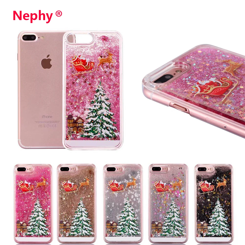 Nephy Luxury Quicksand Christmas Tree shining Liquid phone case For iPhone 6 6S Plus 7 8 X 10 Fashion Back Cover |
