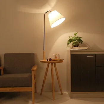 

Simple Modern Nordic Creative Solid Wood Fabric Floor Lamp With Coffee Table For Living Room Bedroom H 140cm 80-265v 2065