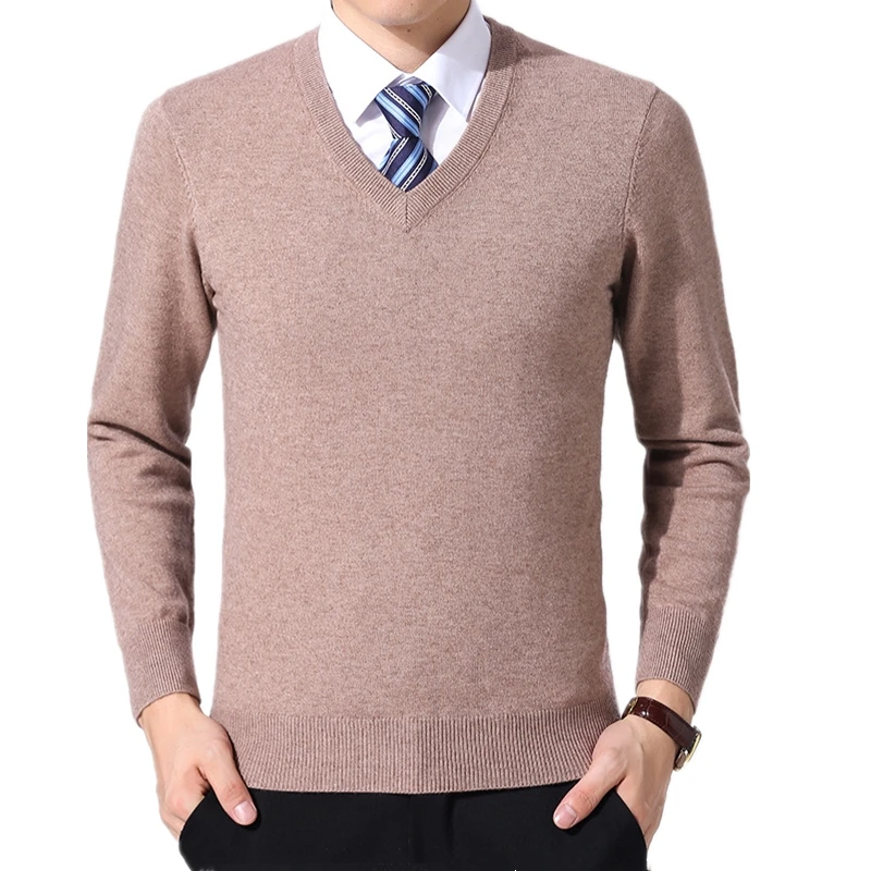 

Winter Business Men Warm Thick Sweater Clothes Male V-neck Long Sleeve Jersey Hombre Brand Casual Pure Color Sweaters Pull Homme