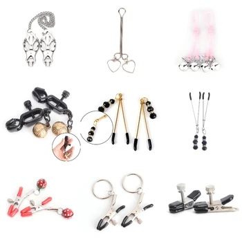 

2Pcs Metal Chain Nipple Milk Clips Breast Clip Slaves Nipple Clamps Exotic Accessories for Woman Sexy Intimates Accessories