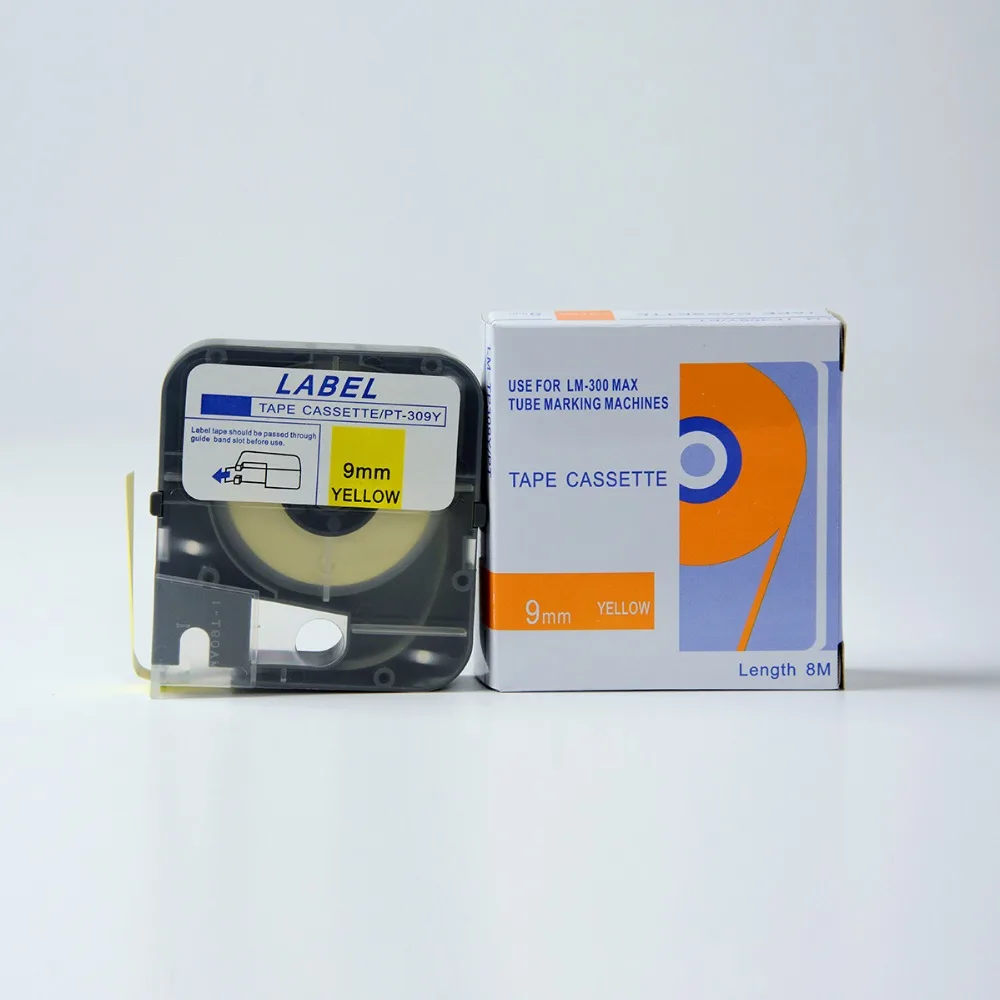 Comptible MAX лента для этикеток 9 мм желтый LM TP309Y (PT 309Y) принтера leatwin 380E 370A|Ленты