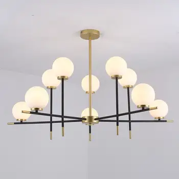

glass balls chandelier minimalist creative restaurant light golden bar table living room lamp chandelier suspension large lamps