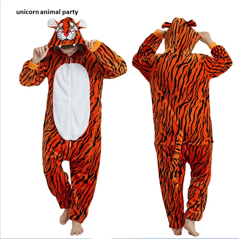 Кигуруми Лев тигр женские мужские детские пижамы косплей костюм Onesie одежда для