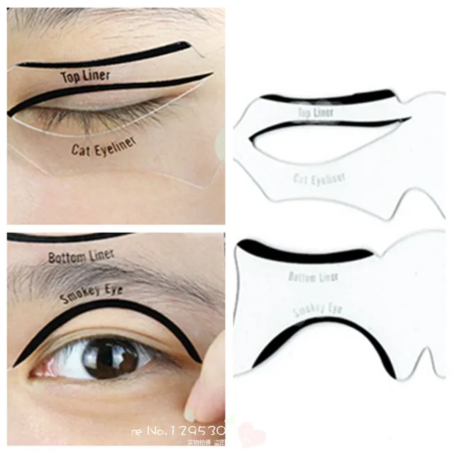 2Pcs/set Eye liner Template Cat Eye Eyeshadow Eye liner Stencil Models