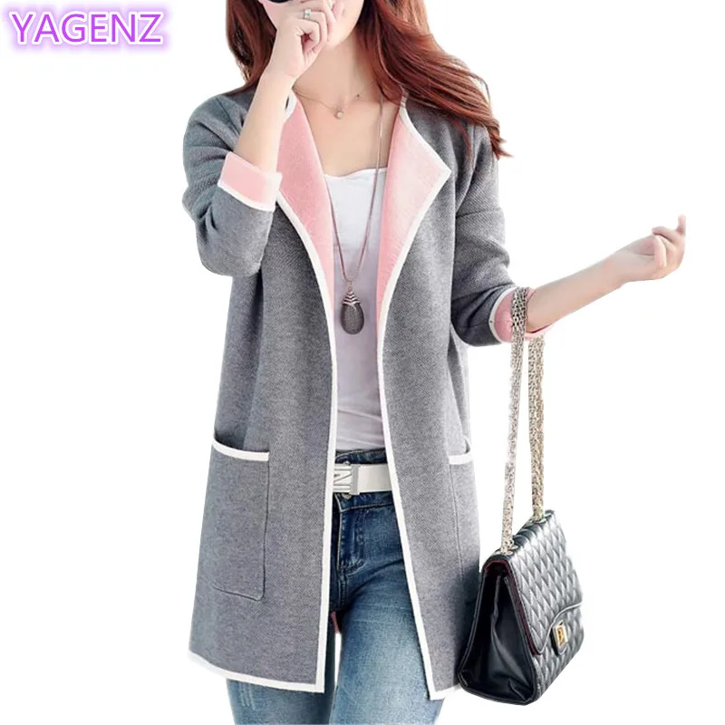YAGENZ Plus velikost svetr dámské topy jaro bunda ženy 2018 pletený svetr svetr svetr dámské svetry módní pletený kabát 174