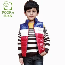 PCORA Kids Boys Down Vest Autumn/Winter Thick Warm Jacket Blue/Red Zipper Closure Vest with pockets for 3T~14T Children Boys