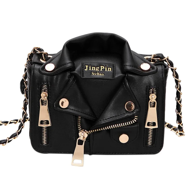 

New Brand Design Chain Motorcycle Bags Women Clothing Shoulder Rivet Jacket Bags Messenger Bag Women Leather Handbags Tote