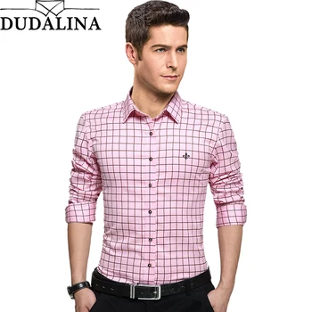 

Dudalina Male Shirt Clothing Mens Long Sleeve Shirt 2020 Plaid Slim Fit Shirt Plus Size Casual Shirt Men Clothes