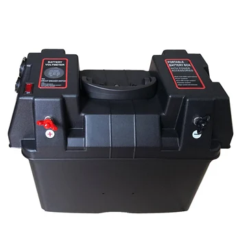 

Multifunctional Battery Box with Voltmeter Guage USB Charger for Boat RV Car Truck Marine