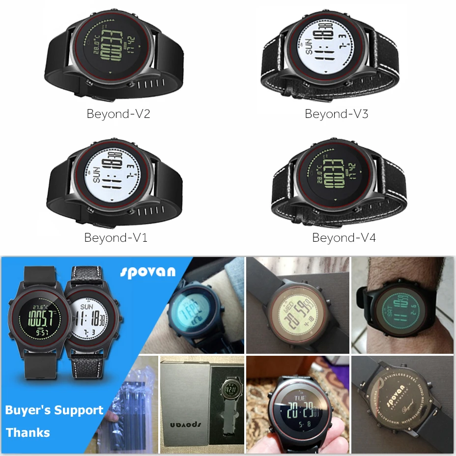 10 Styles SPOVAN 70g Ultra Thin Sport Business Watch for Men Women Genuine Leather Silicone Watchband, Beyond Free Strap Gift