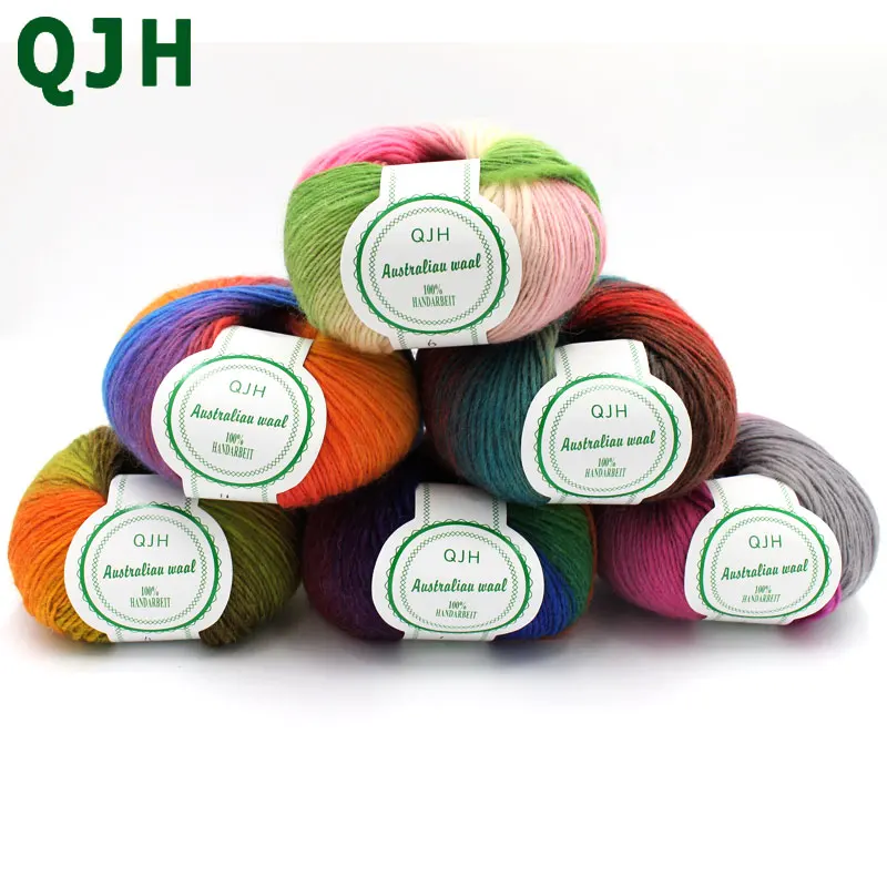 

Cheap!!!Rainbow-Color 500g 10balls/lot 100% Wool Yarn Hand-Knitting Soft Cashmere Woollen DIY Baby Sweater Bamboo Cotton thread