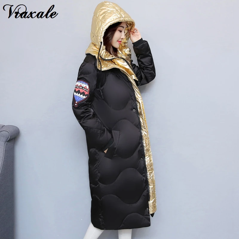 

Vraxale New 2017 Women's Loose Fashion Winter Thickening Parkas Hooded Elegant Medium-long Cotton-padded Jacket
