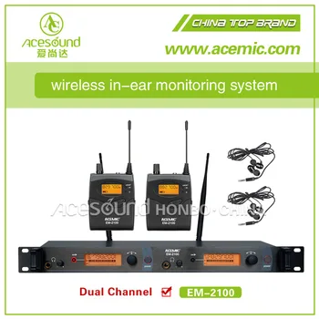 

ACEMIC EM-2100 Dual channel in-ear monitor system wireless microphone for stage performance church tour guide,2*receivers