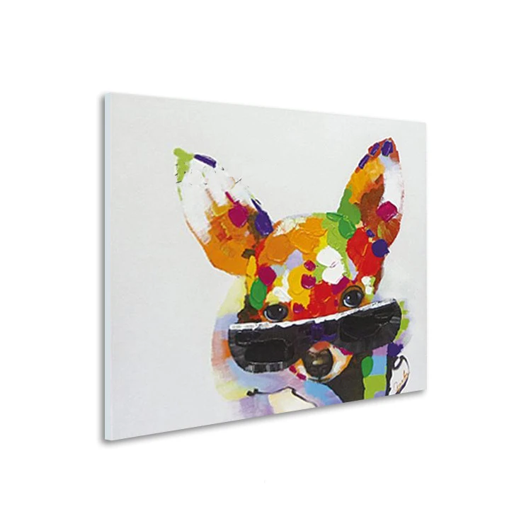 

Handmade Abstract Lovely Cool Dog Art Oil Painting On Canvas For Living Room Decor Hang Group Of Paintings