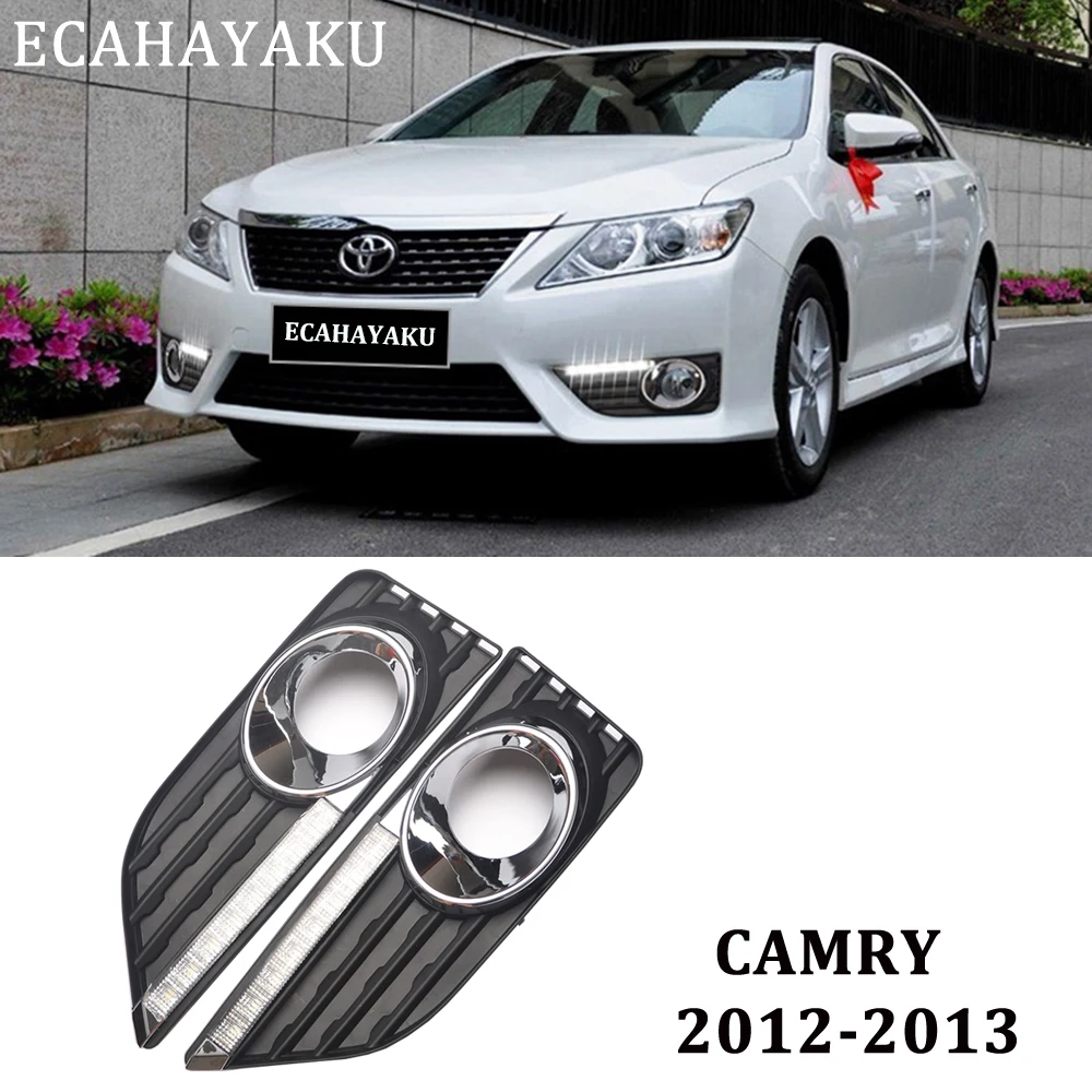 

ECAHAYAKU 2PCS Car-styling Car LED 6000K DRL 12V Car Driving Lamp LED Daytime Running Light For Toyota Camry 2012 2013 Fog Lamp