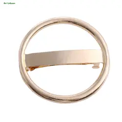Модные Круглый заколка Золотой металлический круг Заколка-зажим для волос Головные уборы