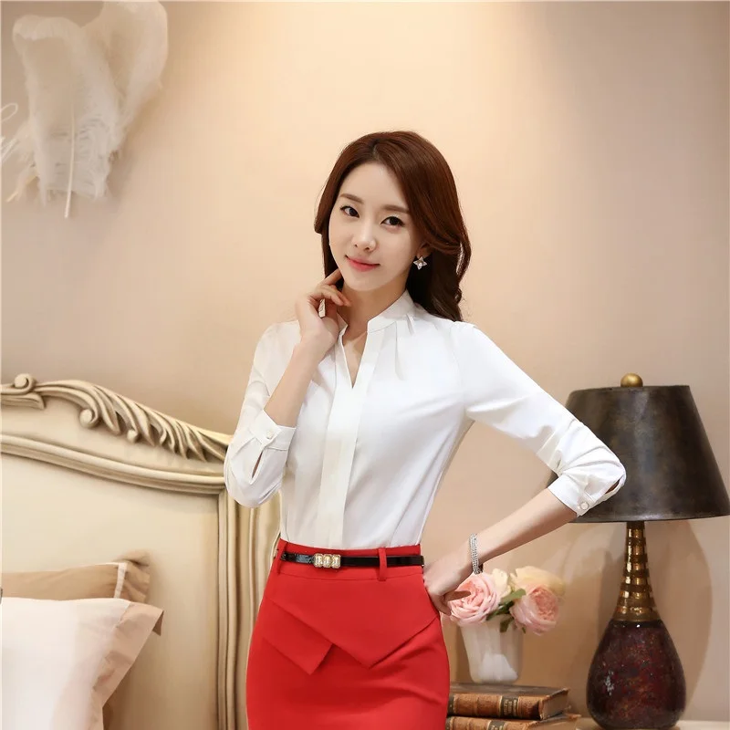 

New Arrival 2016 Spring Fall Long Sleeve Female Casual Tops Blouses & Shirts Elegant Business Women Blouse Blusa Clothes