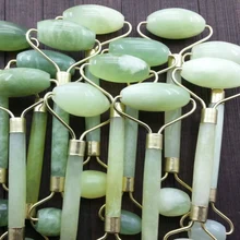 Нефритовый ролик с двойной головкой 1 шт. массажный ролик для лица нефритовый массажер для похудения лица эллиптический массажер для шеи инструменты для ухода за здоровьем