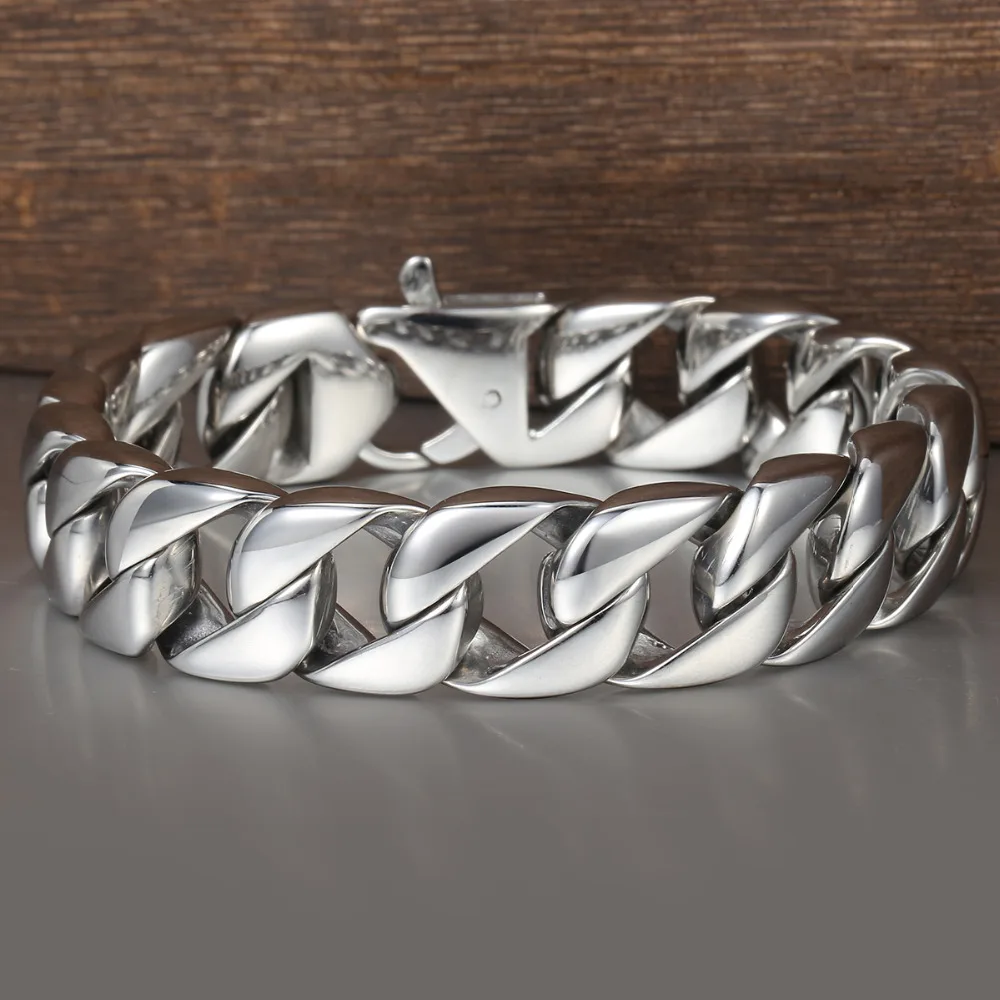 Браслет мужской из нержавеющей стали 316L серебристый 14 мм 8 62 дюйма|jewelry for men|men bracelet