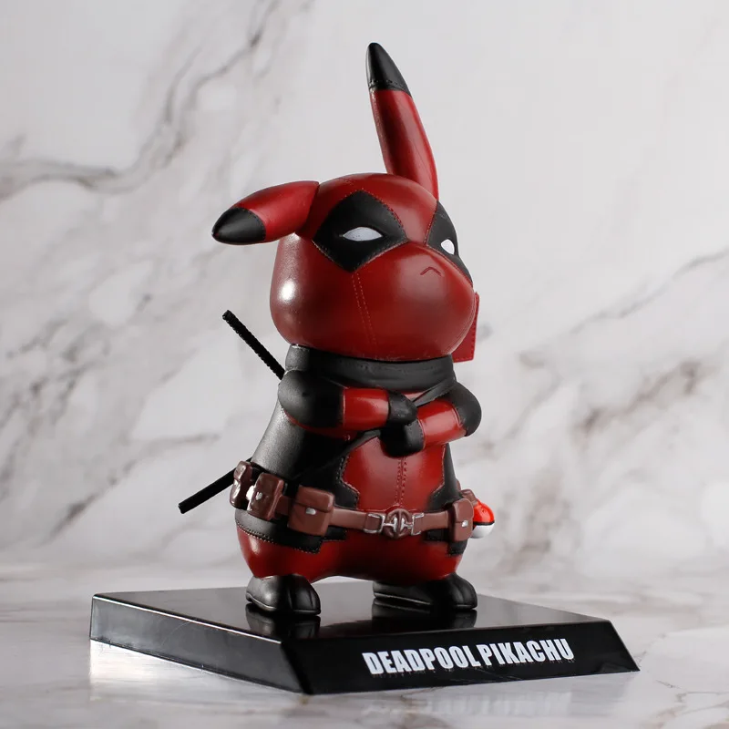 2Styles Cos Deadpool Pikachu Captain America Mini Action Figures Toy Collectible 14cm ABS Model Toy For Kids Gifs Red Yellow