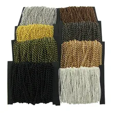 Cadenas de collar de 2,5/3,5/4,5mm 2 m/paquete de rodio/plata/KC oro/Gunblack/antiguo cadena plana de Color bronce para hacer joyería DIY(China)