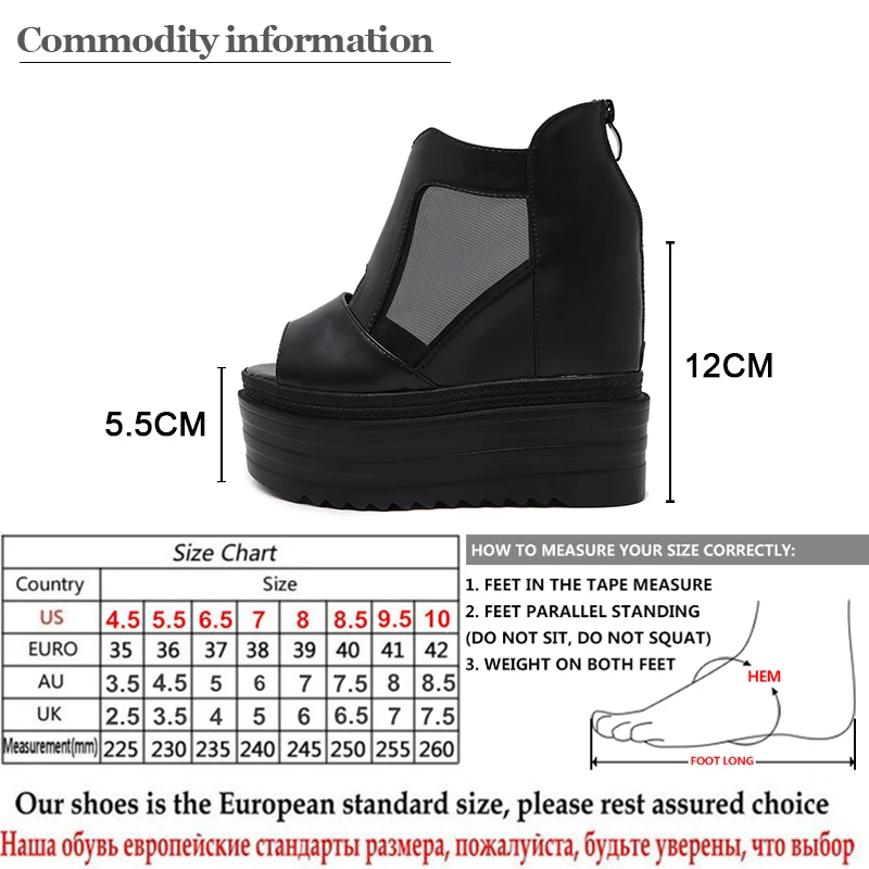 Gdgydh/женская летняя обувь; Новинка года; обувь на танкетке, увеличивающая рост, с открытым носком; женские летние ботинки из сетчатого материала на молнии
