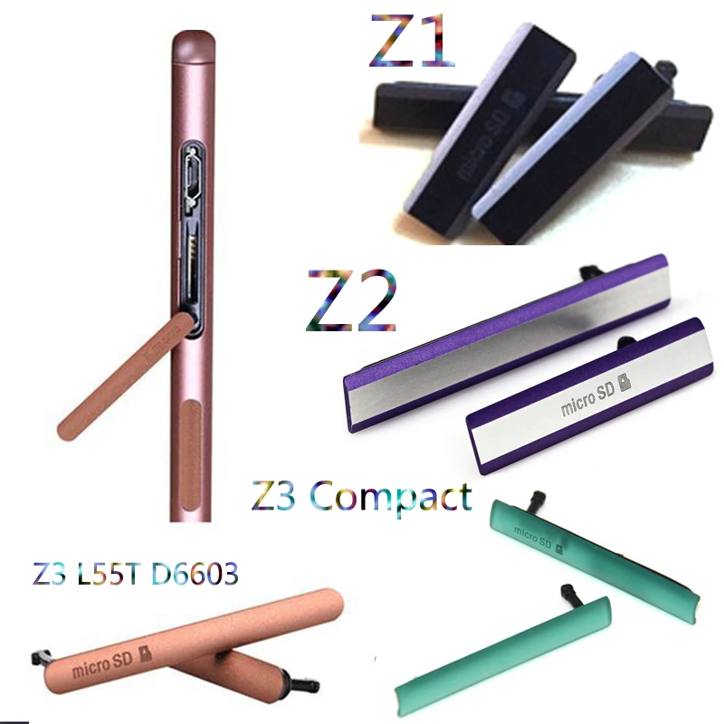 

Micro SD SIM Card USB Charging Port Slot Dust Cover Dust Plug For Sony Xperia Z1 L39h C6903 Z2 Z3 Compact D5803 D5833 L55T D6603