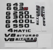 Gloss Black For Mercedes Benz W463 W461 G55 G63 G65 AMG G200 G300 G320 G400 G500 G350 4MATIC Trunk Rear Star Emblems Badges 2pcs for mercedes benz g63 amg performance edition side sports stripe w463 g65 skirt vinyl decals sticker black 5d carbon