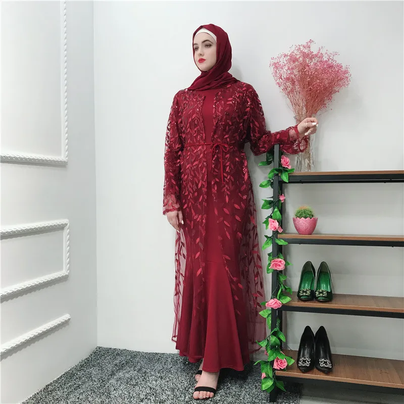 Роскошная мусульманская вышивка abaya длинные платья кардиган-кимоно открытые длинные халаты Jubah Ближний Восток Eid Рамадан исламский