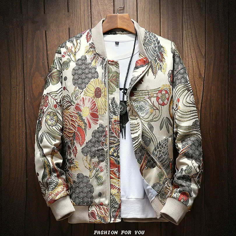 

Japanese Embroidered Jacket Men 2019 Sping New Hip Hop Streetwear Bomber Jacket Men's Clothes Veste Homme