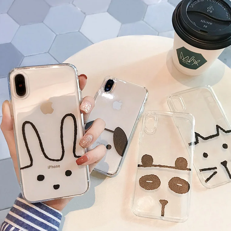 

For iphone 6 7 8 6s Case For iphone X XS XR 7 8 Plus Case For iphone xs max 5 5s se Case Cover Transparent Cat Dog Cartoon Case