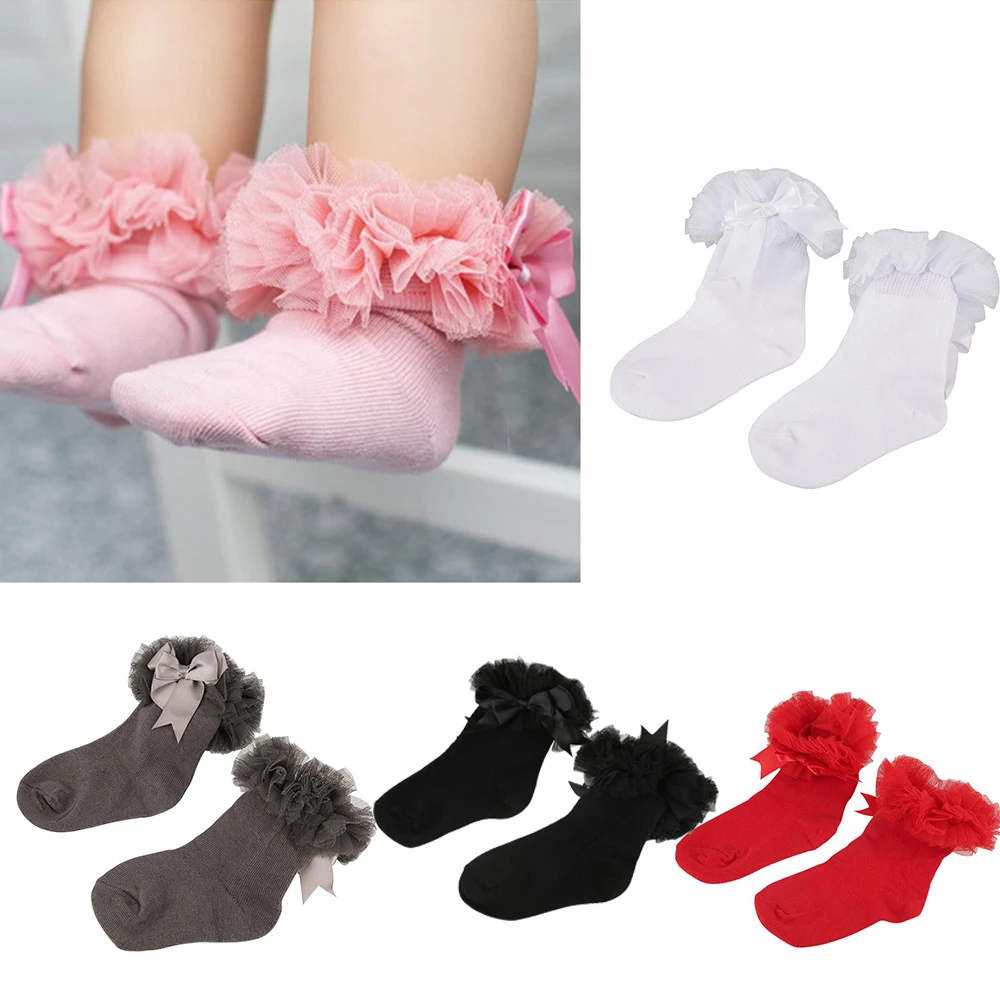 Buy Lovely Baby Girls Socks Bow Lace Ruffle Design 5