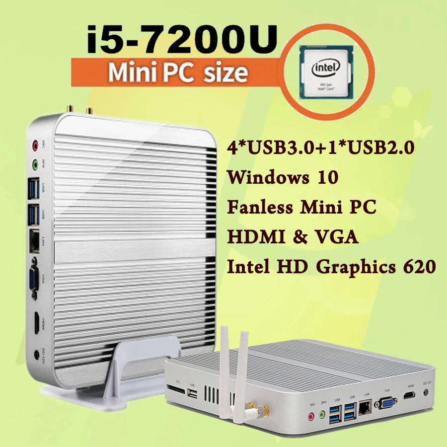 Mini PC [7e Gen Intel Core i5 7200U]Max 3.1 GHz Sans Ventilateur Nuc